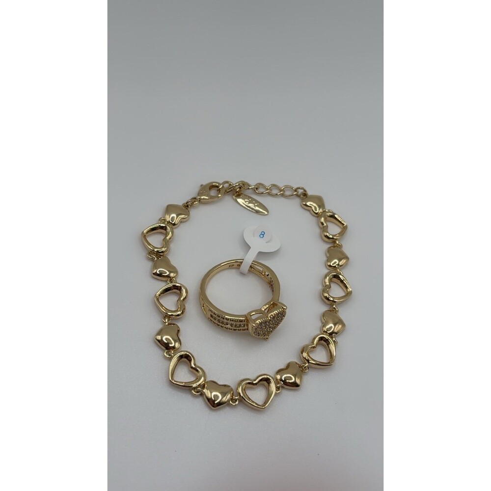 Gold-plated ring and bracelet set